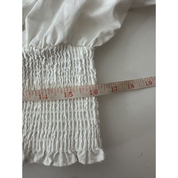 Abercrombie & Fitch Top Women XL White puff Sleeve Crop Stretch Formal Party - Picture 6 of 7